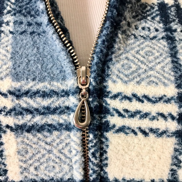 Venezia Jeans Blue Plaid Zip Up Jacket Sz 14-16 - Picture 3 of 6